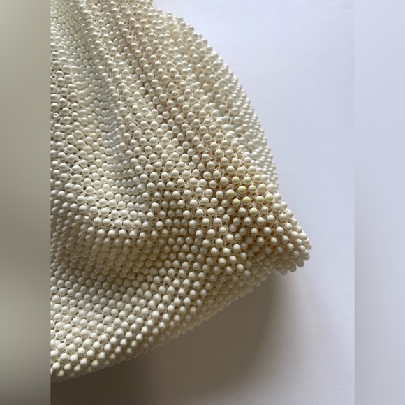 Vintage White cream Beaded Handbag - Picture 8 of 10